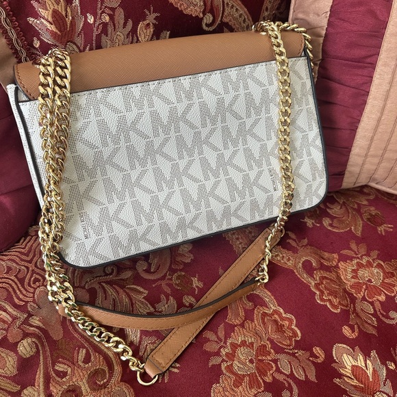 Michael Kors Cream and Tan Crossbody Bag with Gold-Tone Hardware - Picture 2 of 3